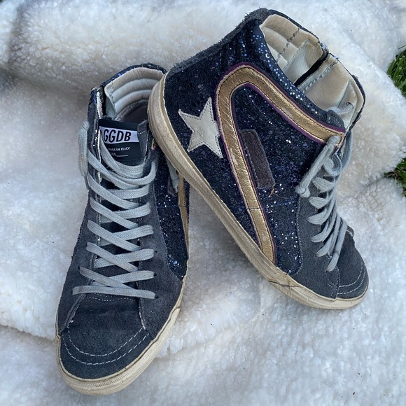 golden goose navy glitter